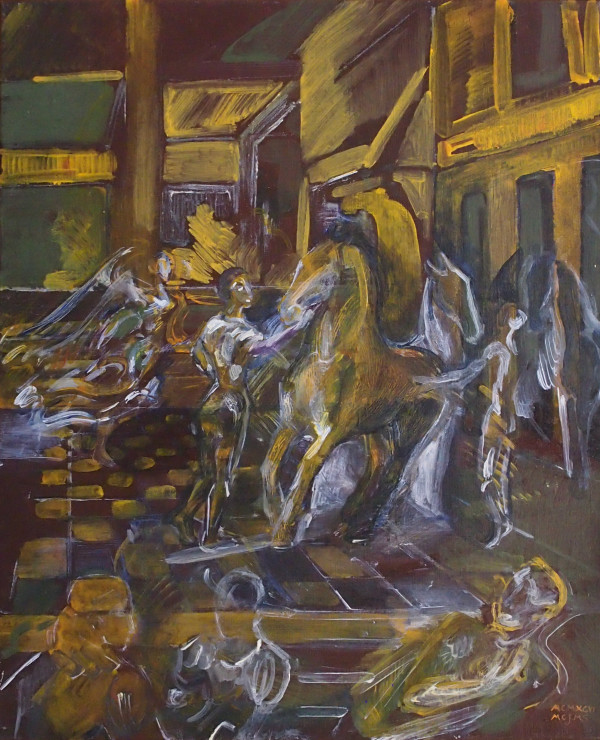 Tavern with Horses by Maryleen Schiltkamp