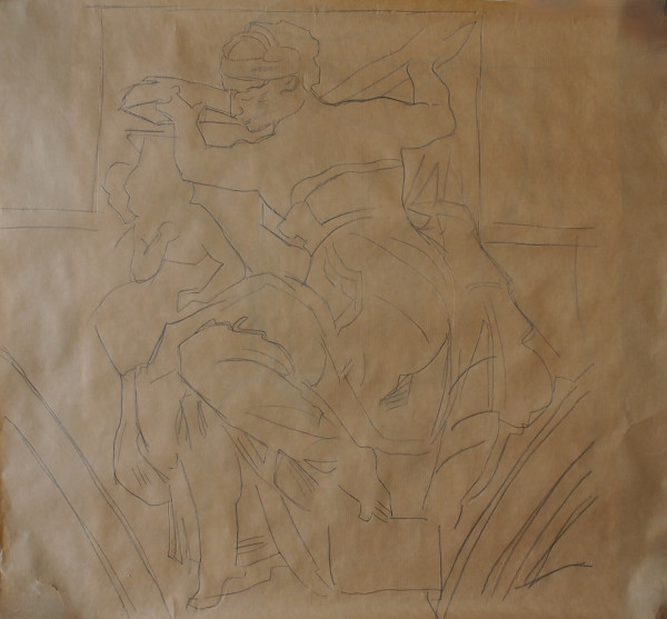 Lybian Sybil - drawing for fresco (2008) by Maryleen Schiltkamp