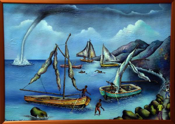 Boats with Waterspout by Widson Cameau