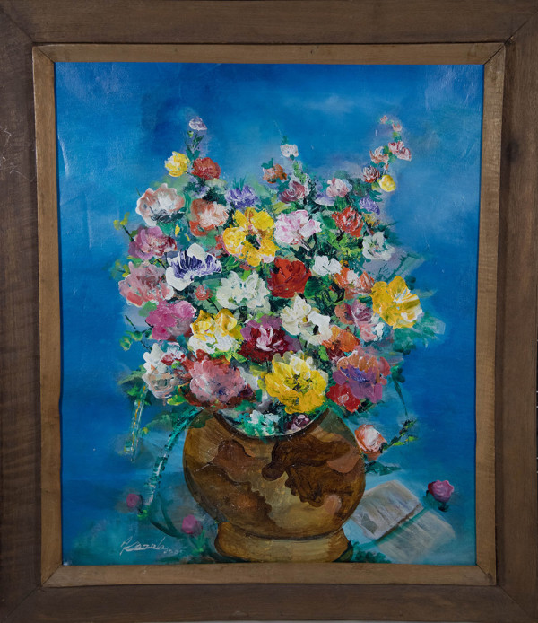 Brown Vase of Flowers by Karole Andre