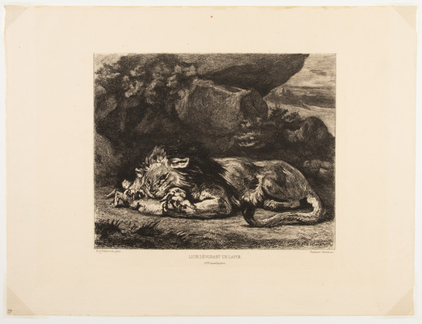 Lion devorant un Lapin by Gustave-Marie Greux