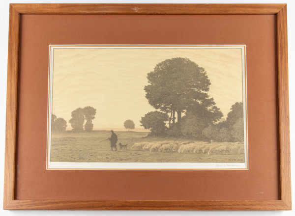 Hirte mit Schafherde (Shepherd and Flock) by Hans Richard von Volkmann
