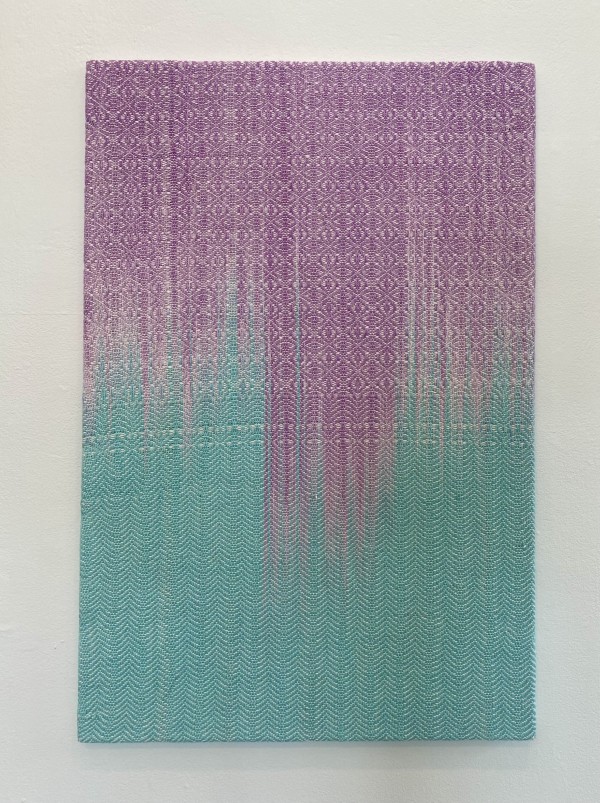 Pink and blue stretched weaving 1 by Perry Gross