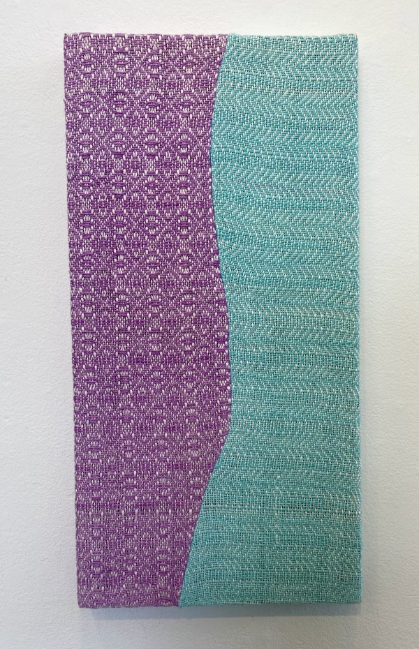 Pink and blue stretched weaving 2 by Perry Gross