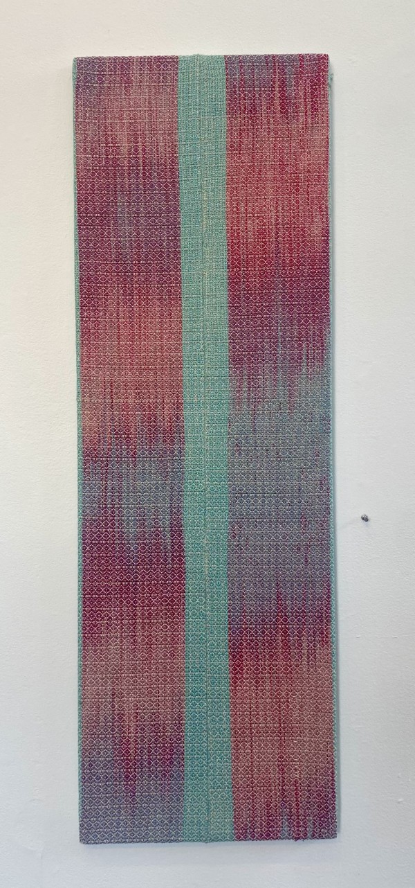 Pink and blue stretched weaving 3 by Perry Gross