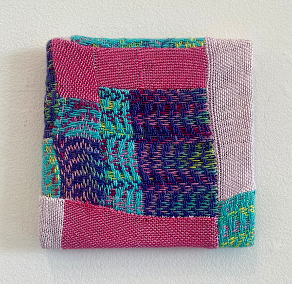 Pink and blue stretched weaving 5 by Perry Gross