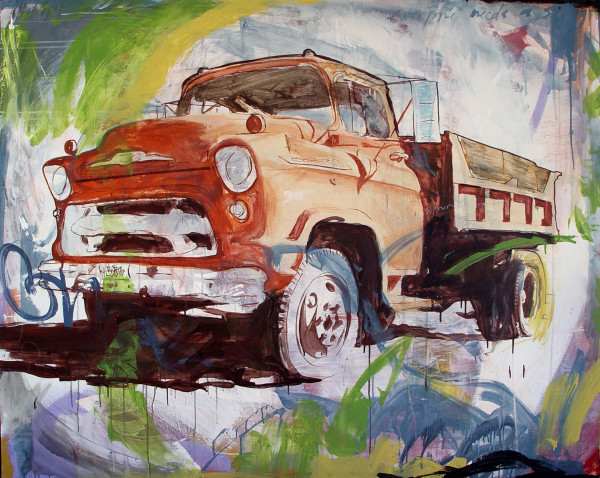 orange dump truck by Dylan Tellesen