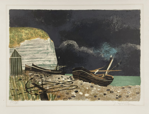 Untitled [ Boats on the Beach ] by Yves Ganne