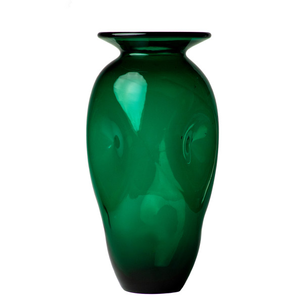 Emerald Green Pinched Art Glass Vase by Winslow Anderson