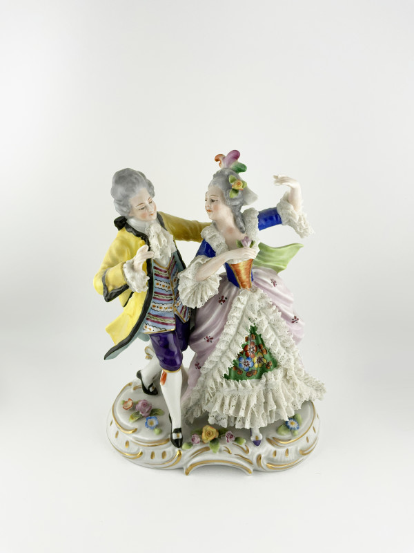 Sitzendorf Porcelain Works Figurine" Victorian Dancing Couple"