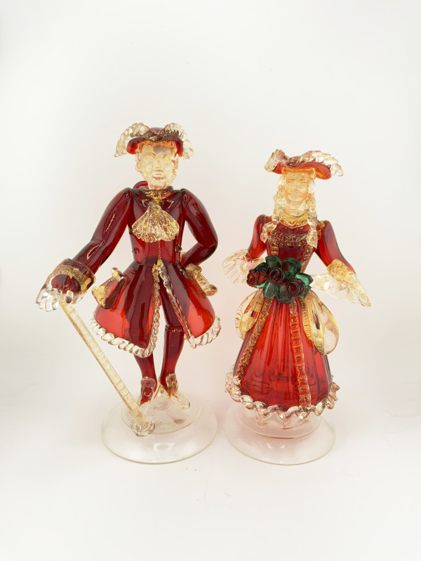 Pair of Venetian Murano Art Glass Figurines