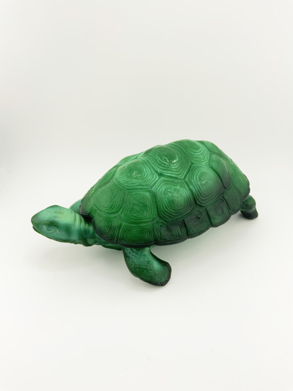 Czechoslovakian Malachite Glass Turtle Powder Box