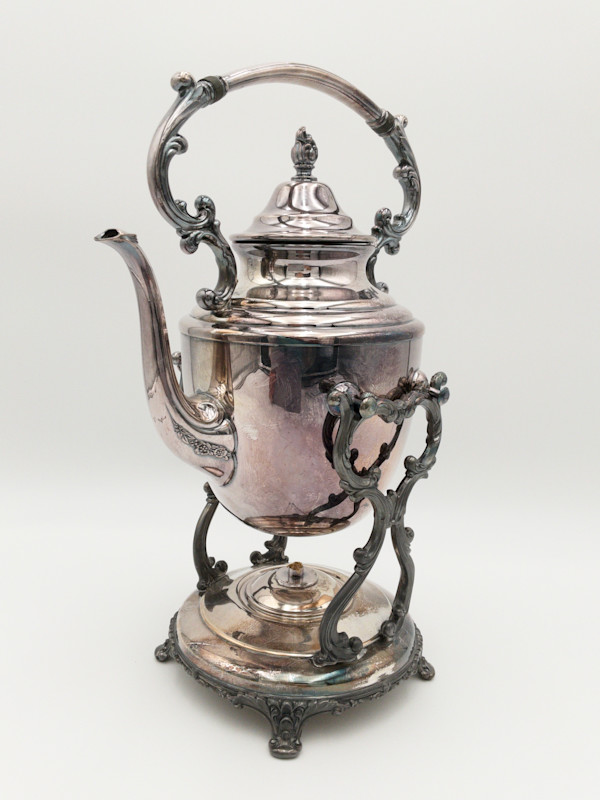 Vintage W M Rogers Silverplated Spirt Kettle w/ Burner Stand
