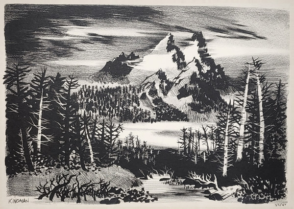 Untitled ( Forest Mountain Landscape ) by Dong Kingman