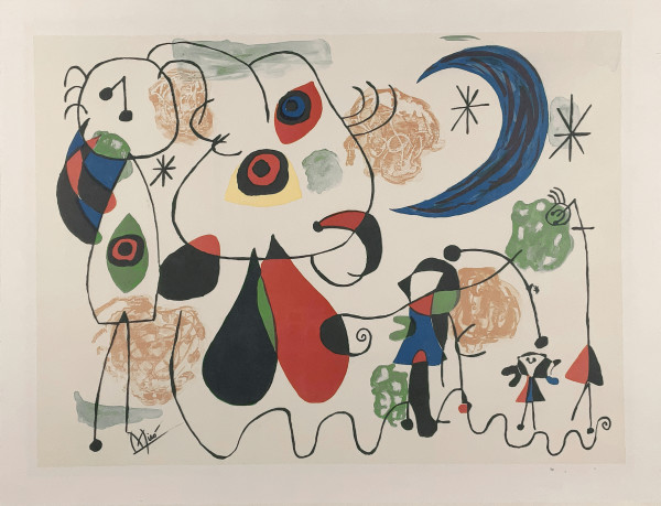 Women, Moon, Birds by Joan Miró