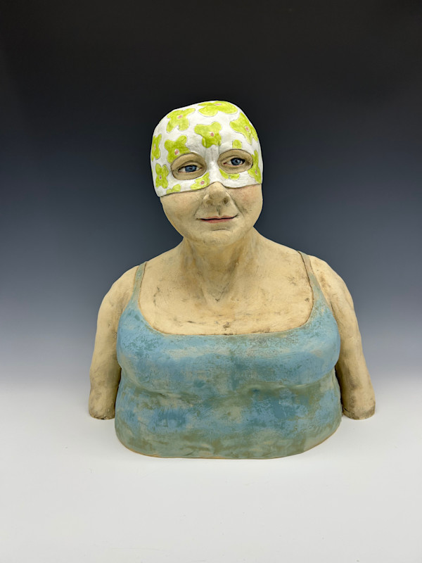 Green Flowered Cap Swimmer by Jeanine Pennell