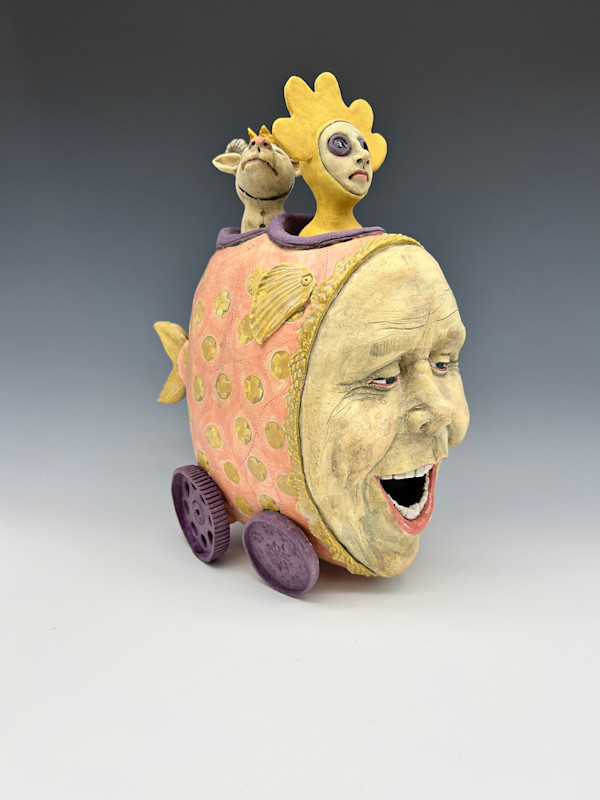 Pink and purple fish car - Laughter by Jeanine Pennell