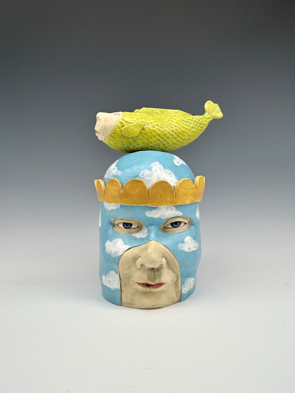 Fish out of water (lidded vessel) by Jeanine Pennell