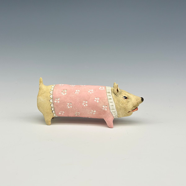 pink and white, mad-faced French fry by Jeanine Pennell