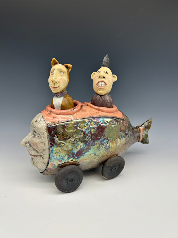 Raku Fish Car by Jeanine Pennell