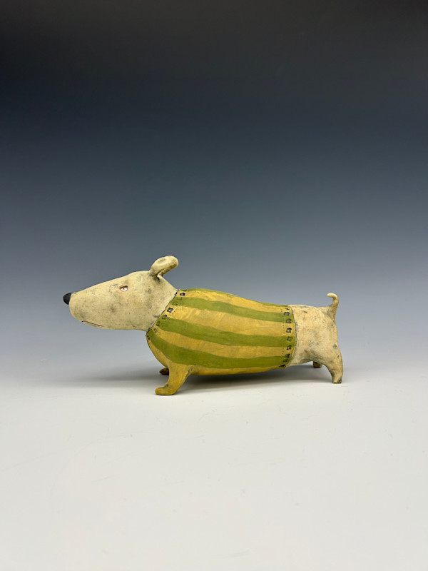 French Fry in a yellow and green sweater by Jeanine Pennell