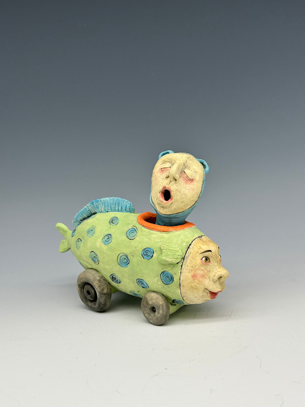 mini green and blue fish car by Jeanine Pennell