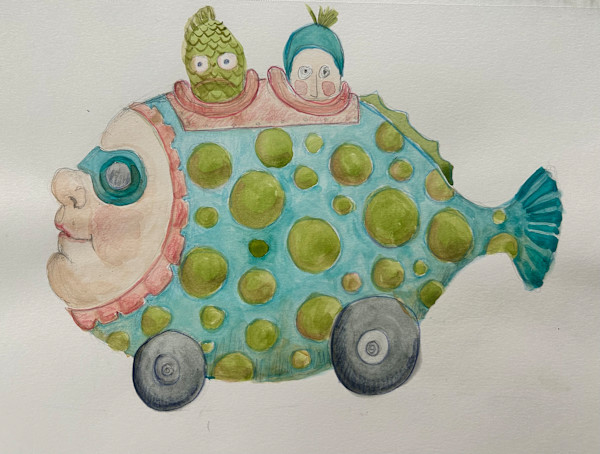 Green and teal fish car by Jeanine Pennell, Image 1.
