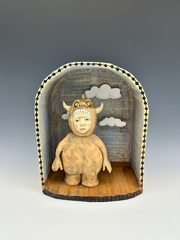 Orange monster on stage (blue skies with clouds) by Jeanine Pennell, Image 7.