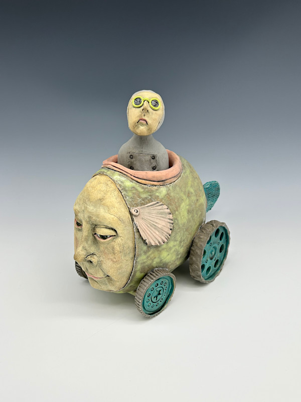 Green and Pink Fish Car by Jeanine Pennell