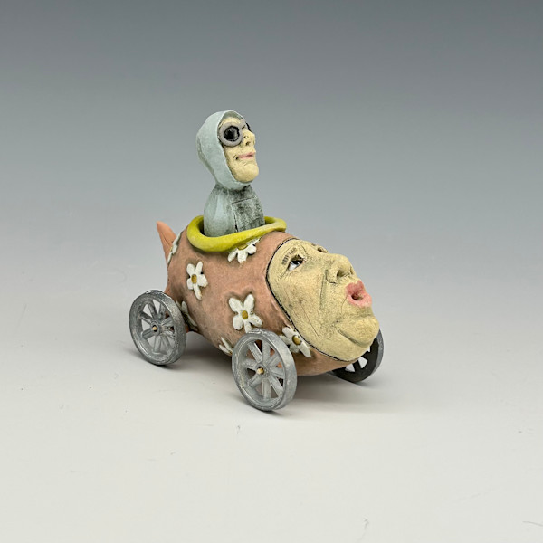 pink and white fish car (with metal wheels) by Jeanine Pennell