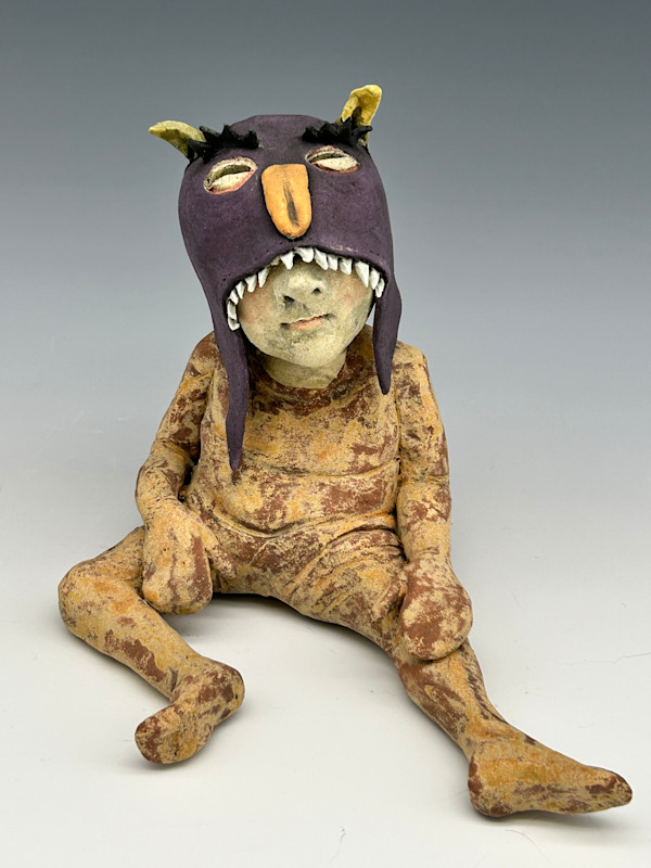 Purple Monster mask (seated) by Jeanine Pennell