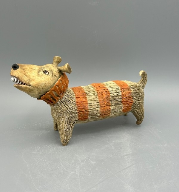 Orange striped monster dog by Jeanine Pennell