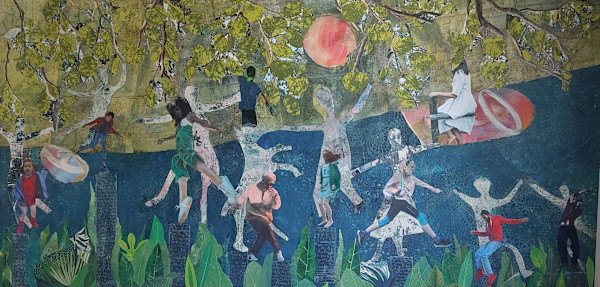 call to motion or dancing with ghosts by Roswitha Mueller Rohschnitt-Collagen