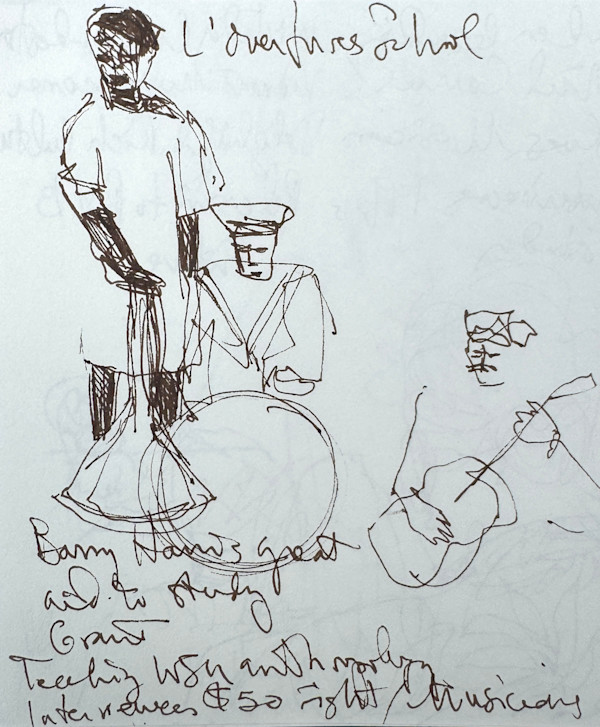 Drawings of Patrick O'Connor's presentation about his book, Wichita Blues,  The Kansas African American Museum by Denita Benyshek