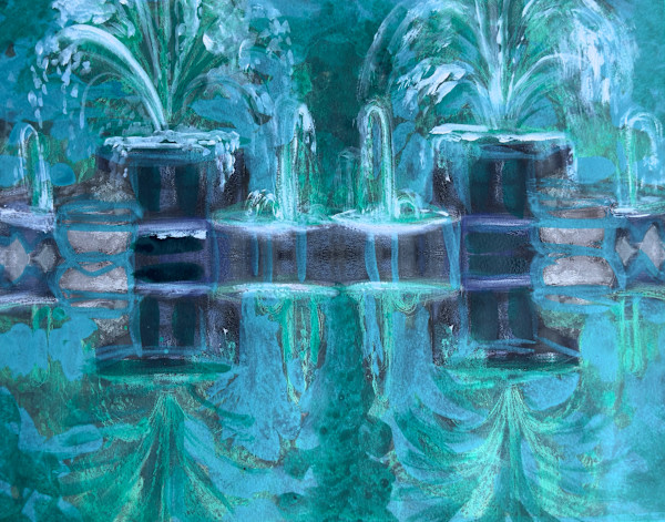 Night Garden 8, Night Fountain by Denita Benyshek