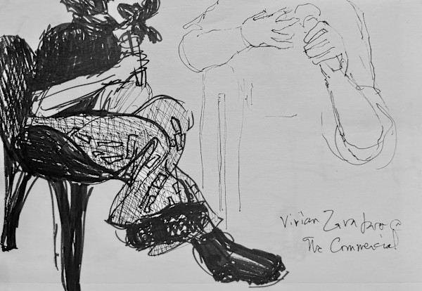 Vivian Zavataro speaking at The Commerce Club/The National abstract exhibit curated by Tim Stone by Denita Benyshek