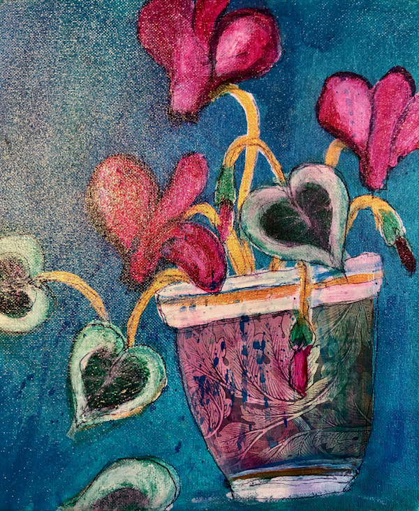Cyclamen in a pot by Karen Blacklock