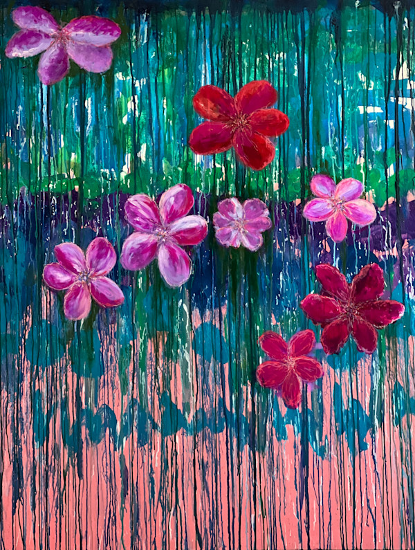Floating Poppies love Pink by Una Paris