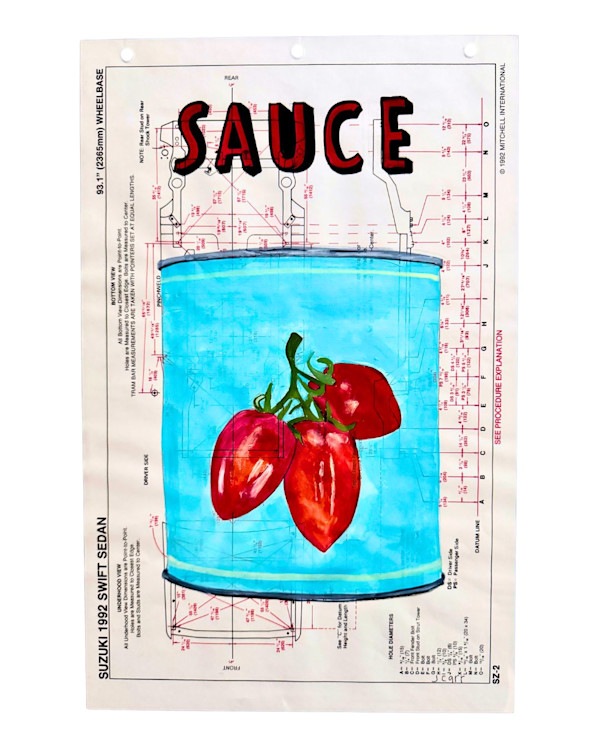 Sauce / 3 Tomatoes (Cluster / Blue) by Jennie Carr