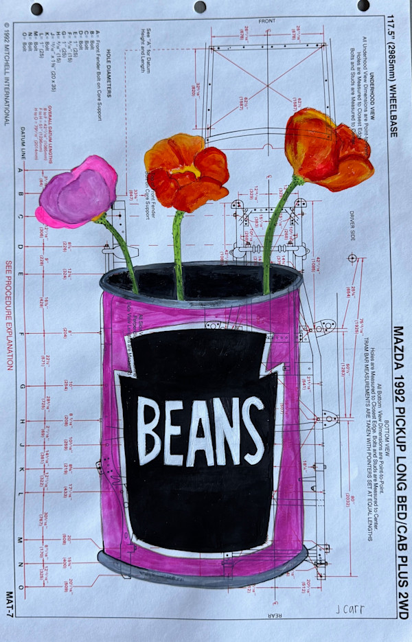 Pink Beans with Poppies by Jennie Carr