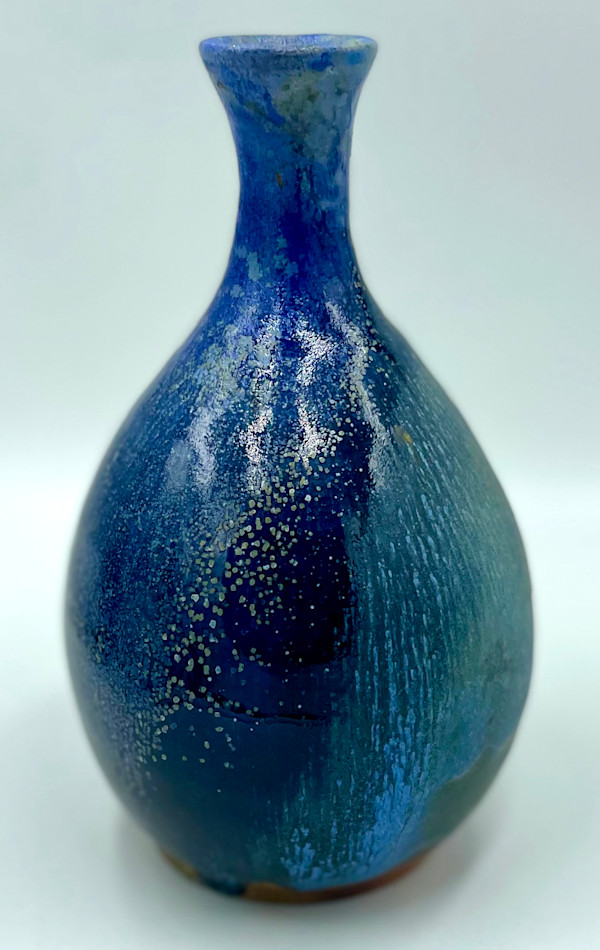 Wood Fired Blue Bud Vase by Robin Kline