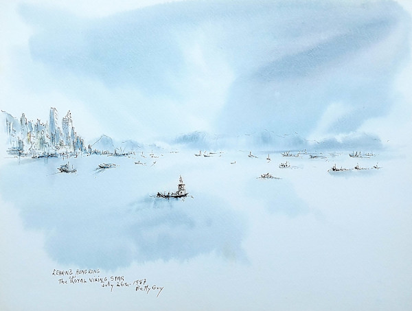 Leaving Hong Kong on The Royal Viking Star by Betty Guy, Image 1.