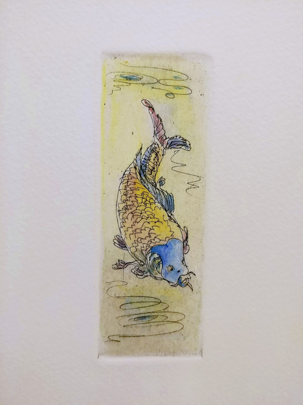 Untitled (from a series of extra small etchings titled "Carp") by Betty Guy