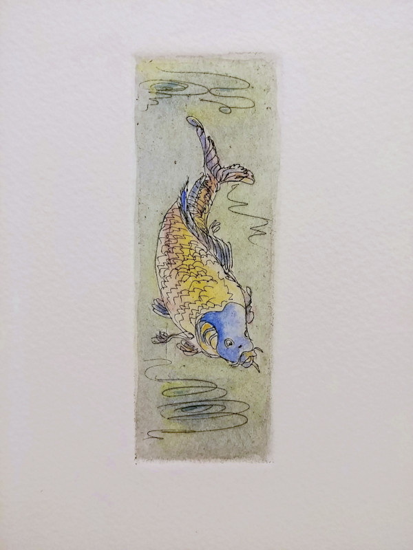 Untitled (from a series of extra small etchings titled "Carp") by Betty Guy