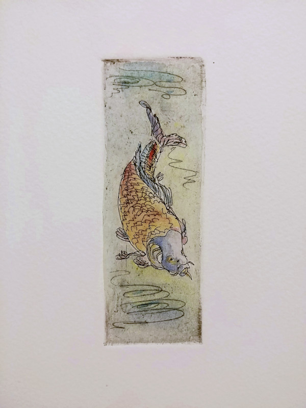 Untitled (from a series of extra small etchings titled "Carp") by Betty Guy
