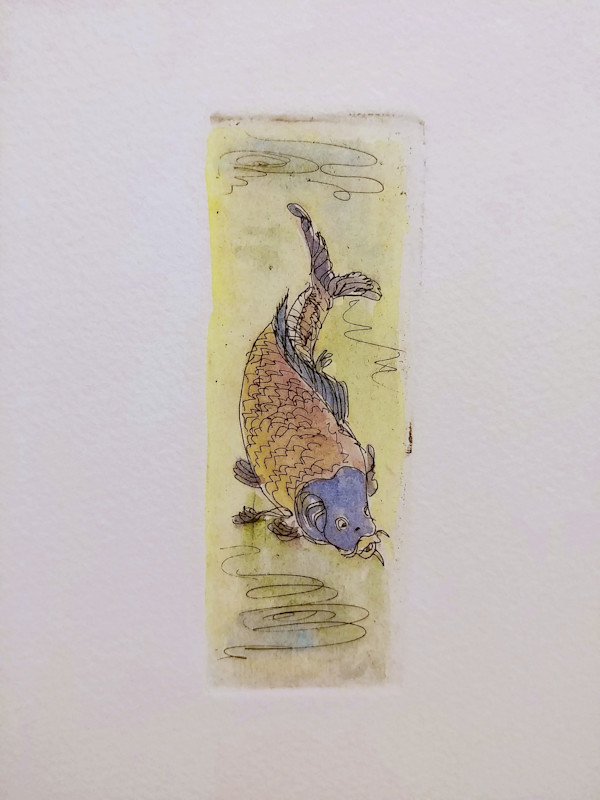 Untitled (from a series of extra small etchings titled "Carp") by Betty Guy