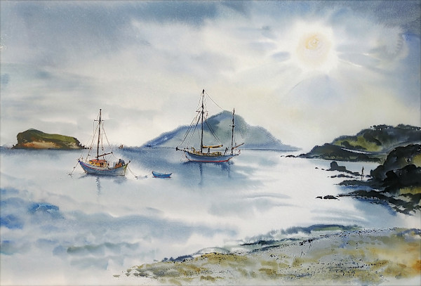 The Bay At Sounion Greece by Betty Guy