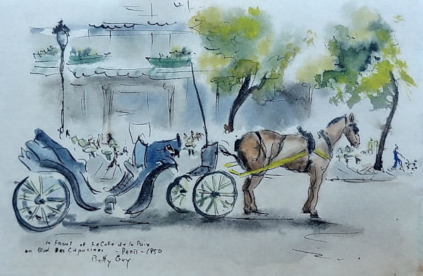 In Front of Le Cafe de la Paixon Blvd Des Capucines - Paris by Betty Guy