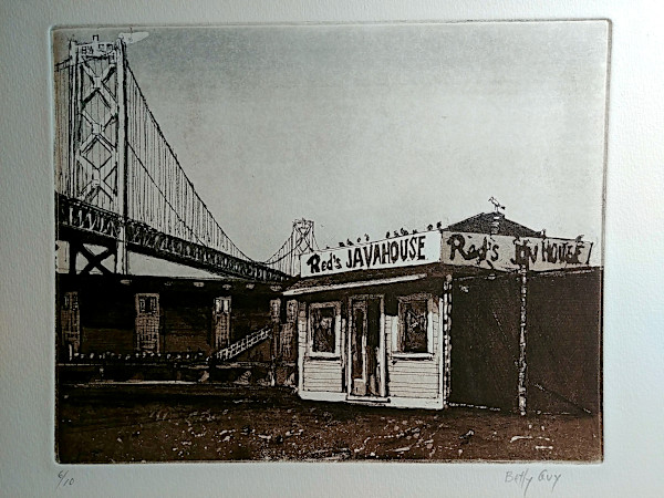 Untitled (from the series of monoprints "Under the Bay Bridge") by Betty Guy