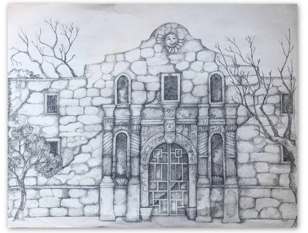 Alamo (Pointillism) by Louise LaBauve (Saxon)